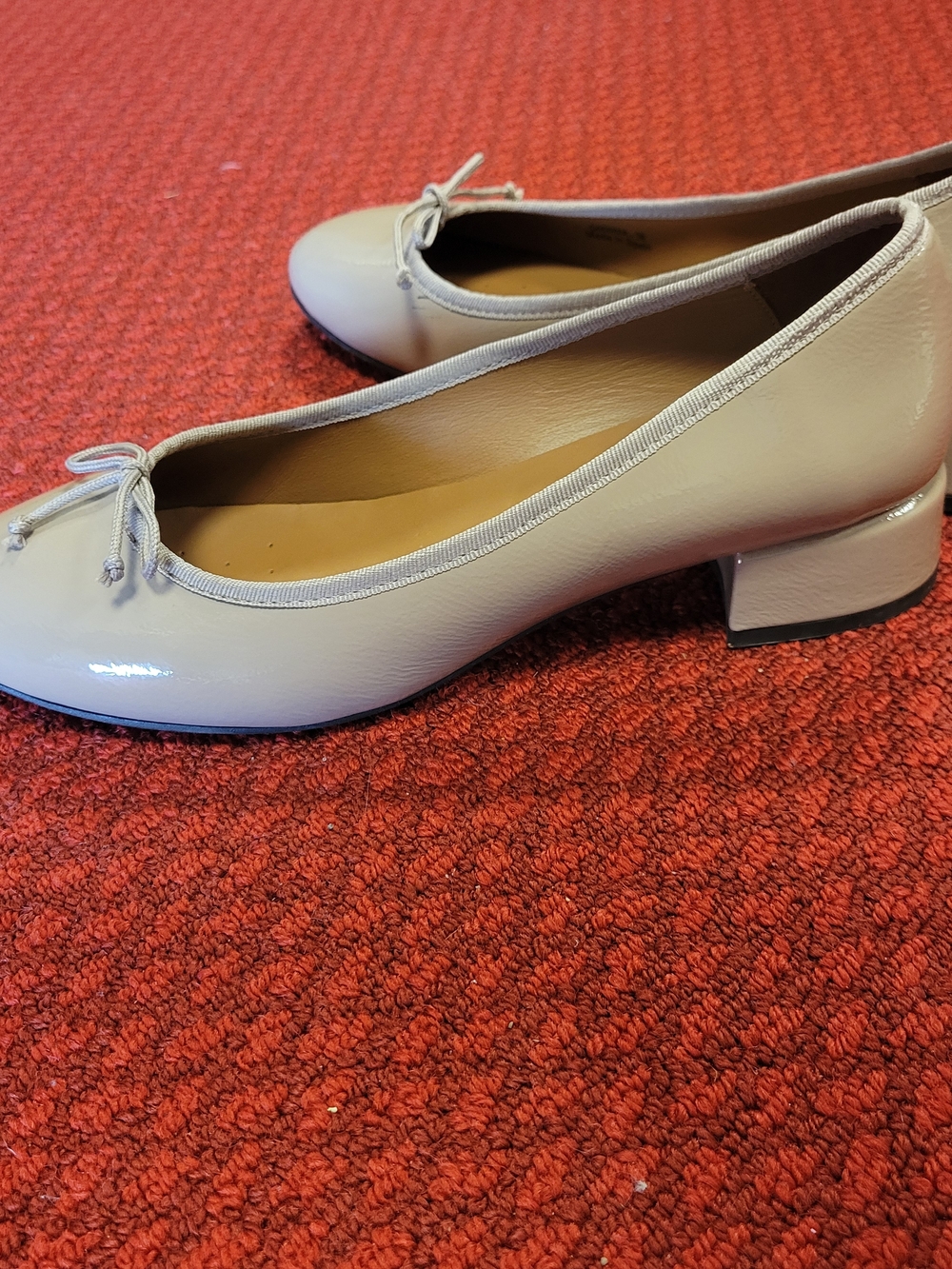 Geox Patent Ballet Pump with Low Block Heel
